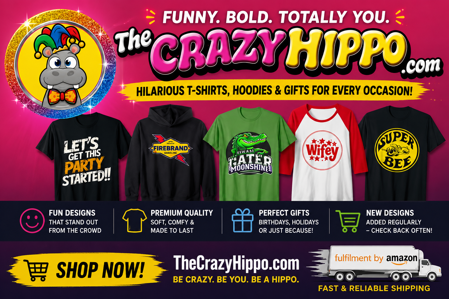 The Crazy Hippo — Funny, Bold, Totally You